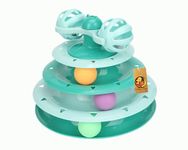 Foodie Puppies Interactive Tower of Tracks Toy for Cats and Kittens (3 Layer Feather Toy) Game Entertainment Circular Training Amusement Plate with Colorful Balls for Cats & Kittens