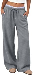 Trendy Queen Womens Wide Leg Sweatpant Lounge Pants HeatherCharcoal S