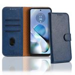 Case Collection for Motorola Moto G34 5G Phone Case - Leather Folio Flip Kickstand Shockproof Cover with RFID Blocking Card Slots Wallet for Motorola G34 Case Blue