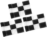 KINGTOP Checkered Golf Flag 8x6 Inch – Black/White Check, 420D Nylon, Tube Inserted – Mini Practice Putting Green Flags for Yard, 3-Pack