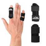 supregear Finger Splints, 2-Pack Universal Finger Straightening Brace Finger Support Broken and Trigger Finger Splints for Middle, Index, Ring, Pinky Fingers, Black