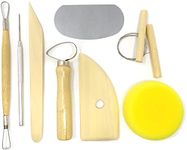 KABEER ART Pottery Tool Kit with Sponge (Beige) - 8 Pieces