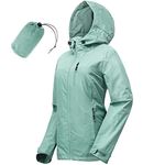 33,000ft Packable Rain Jacket Women Lightweight Waterproof Raincoat with Hood Cycling Bike Jacket Windbreaker, Aqua Tone, Large