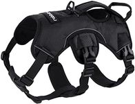 rabbitgoo Escape-Proof Dog Harness Medium with Large Handle, Anti-Pull Reflective Working Service Pets Vest, Breathable Pets Vest, Adjustable Lift Support Body Harness Large Dogs Outdoor, M, Black