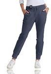 BARCO Grey’s Anatomy Women’s Kira Pant, Easy Care Jogger Scrub Pant w/ 5 Pockets & Tunnel Drawcord Waistband - grey - S