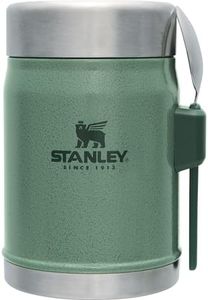 Stanley Classic Vacuum Food Jar, 0.1 gal (0.41 L), Green, Recycled Stainless Steel, Hot and Cold Insulated, Lunch Jar, Soup Jar, Bento Box, Dishwasher Safe