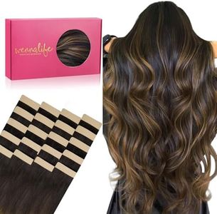 WENNALIFE Tape in Hair Extensions Human Hair, 20pcs 24 inch 50g Balayage Dark Brown Mixed Chestnut Brown Remy Tape Hair Extensions Real Human Hair Tape Extensions Coloured Hair Extensions