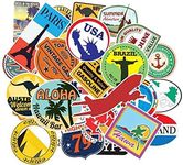 100pcs Travel Map Waterproof Stickers World Famous Tourism Country Regions Logo Stickers National Flag Idea for Luggage Skateboard Laptop Water Bottles Luggage Suitcase Covers (Color 2)