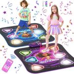 Surelect Dance Mat, 2025 Rechargeable Light-Up 2-Player Opposing Dance Pad with Bluetooth, 12-Button Music Dancing Toy, Kids Christmas Birthday Gift for 3-12 Year Old Boys Girls