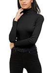 Re Tech UK Womens Jumpers Plain Ribbed Cotton Polo Turtle Roll Neck Tunic Top Long Sleeve Sweatshirt Ladies Winter Clothes Pullover Sweaters, Black, L/XL 16-18 Plus Size