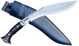 Gurkha Authentic Hand-Hammered Kukri Knife 11 IN Fixed Blade World War II Historic Khukuri Kukri Full Tang with 2 Small Knives & Leather Sheath Hand Forged By Local Cast Blaksmith In Nepal