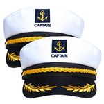 2 Pieces Navy Marine Admiral Style Hat - Adjustable Ship Sailor Cap Yacht Boat Captain Hat Funny Party Hats