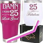 25th Birthday Gifts for Women, 25 and Fabulous Tumbler, 25 and Fabulous Tumbler for Women, 25th Birthday Tumbler Set, 25th Birthday Presents for Friends, Sister, Her, 25th Birthday Gifts Idea