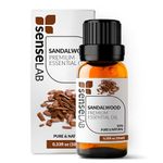 SenseLAB Sandalwood Essential Oil - Made in India - 100 % Pure Extract Sandalwood Oil Therapeutic Grade - Wellness and Relaxation - Fragrance Oil - Skin Care Oil (10 ml)