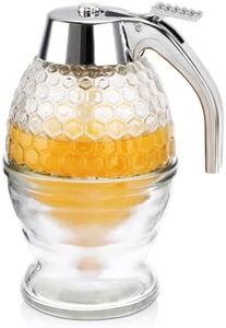 SUMNACON Honigspender aus Glas, 237 ml, Honigbehälter mit Ständer, transparent, tropffrei, Ahornsiruphalter, Honig-Sirup-Topfspender, Honigglas, Flasche mit Dipper für Küche, Kochen, Picknick