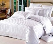 Trance Home Linen Zippered 100% Cotton 400 TC King Size Duvet Cover Quilt Cover Blanket Cover Razai Comforter Cover with 2 Pillow Covers (102 x 110 inch - White Stripes)