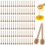 KOHAND 100 Pieces Wooden Honey Sticks, 8.2cm Mini Honey Spoon Dipper, Honey Mixing Stirrer Wooden Honey Drizzler for Honey Jar Dispense, Honey Collecting, Drizzle Honey