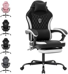 SUKIDA Ergonomic Gaming Chair with Recline&Massage Function,High Back Computer Office Chair with Adjustable Footrest & Headrest Comfortable & Stylish Gamer Chair, Game Chair for Adults (Blackwhite)