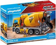 PLAYMOBIL City Action 71406 Concrete Mixer with Rotating Mixing Drum, Folding Driver's Cab with Movable Chute, Play Set for Creative Construction Fans, Toy for Children from 4 Years