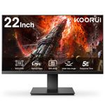 KOORUI 22 Inch Business Computer Monitor, FHD 1080p 75hz Desktop Monitor, Ultra Thin Eye Care Bezel HDMI VGA Ports LED Monitor for PC, Black