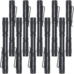 10 Pcs LED Flashlight Penlight 350 Lumens Battery-Powered Handheld Pen Light Pocket Torch Powered by 2AAA Battery for Camping Outdoor (Battery Not Included)