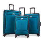 AMERICAN TOURISTER Pop Max Softside Luggage with Spinner Wheels, Teal, 3-Piece Set (21/25/29), Pop Max Softside Luggage with Spinner Wheels