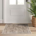 Taleta DAMAIA Washable Door Mats Indoor Small Brown Rug Boho Rug Non-slip Doormats for Entryway Soft Entrance Rug Thin Door Mat Inside Short Pile Floor Mats for Hallway Bedroom (Brown, 50 x 80 cm)