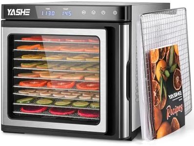 YASHE Food Dehydrator Machine, 9-Tray Stainless Steel Jerky Dehydrator, 1000W Food Dryer with Adjustable Timer & Temperature, Recipes Included for Meat, Fruits, and Herbs