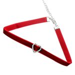 A N K Velvet Gothic Choker Necklace single layer punk chokers for women and girls (Dark red)