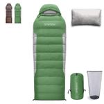 SYWSKW Down Sleeping Bag for Backpacking with Pillow, Envelope Ultraight Sleeping Bag for Camping and Hiking Outdoor with 680 FP Duck Down, YKK Two-Way Zipper (Coffee) (Green, Down (Filling 500g))