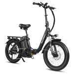 Wildeway 32Ah Battery Electric Bike for Adults Folding Ebike Step Thru Electric Bicycles for Women Men 20" Fat Tire E-Bike for Delivery Uber 750W 145KM Long Range