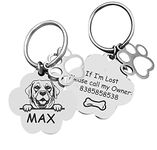 Jypr Customized Product's Customized Pet ID Tag Personalize Black Engraved Name Collar Tag for Your Loving Dog, Cat, Puppy, Horse (Paw Shape Face Tag 2 MM Thick with Tiny Charm)