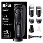 Braun Beard Trimmer Series 7 & Hair Clippers with Gillette Proglide Men's Razor, 40 Length Settings, Gifts for Men, 100-min Runtime, BT7440, Silver