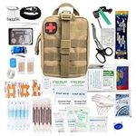 DAJILI Tactical Military Trauma First Aid Kit, 192 PCS IFAK Trauma Kit Molle Emergency First Aid Kit, EMT Emergency Survival Trauma Kit Outdoor First Aid Survival Gear for Camping Hiking Hunting Mud