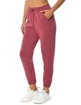 Colorfulkoala Women's High Waisted Ultra Soft Modal Joggers Running Sweatpants Casual Lounge Pants with Pockets (L, Wine Red)