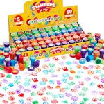 JOYIN 50 Pcs Assorted Stamps for Kids - Self-Ink Stamps with 50 Designs for Birthday Party Favor, Carnival Prizes, School Stampers, Goodie Bag, Halloween, Christmas (Zoo, Holiday Stampers)