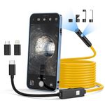 【Dual Lens】Endoscope InspectionCamera, Qimic Borescope Scope Camera with 8+1 LED Lights for Android iOS Smartphone, iPhone, iPad, Samsung (Yellow, No NeedWiFi)