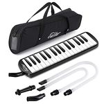 Eastar 32 Keys Melodica Instrument, Soprano Melodica for Kids Beginners Adult Air Piano Keyboard Pianica with 2 Soft Long Tubes, Short Mouthpieces, Carrying Bag, Black