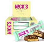 NICKS Keto Protein Bar Hazelnut Chocolate, 15 g Protein, 209 Calories, Low Carb Nougat Snacks without Added Sugar Gluten Free (12 x 50 g)