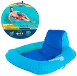 SwimWays Spring Float SunSeat Pool Lounge Chair, Inflatable Pool Floats Adult with Fast Inflation & Back Rest for Ages 15 & Up, Blue