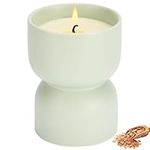 WHOLE HOUSEWARES Ceramic Scented Candle - 4x3x3-Inch Decorative Candles with Sandalwood Scent - Grey Ceramic Candle with Soothing and Relaxing Fragrance - Aromatherapy Candle Decor