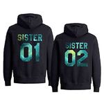 Colevkie Best Friend Hoodie Sweatshirt for Women BFF Hooded Pullover Long Sleeve 1 Piece(BK-Green-sister02,M)