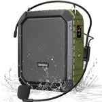 SHIDU M808-GR Voice Amplifier for Teachers and Coaches18W Portable PA System Wired Mic Headset 4400mAh Rechargeable Battery (Working time:12h) Bluetooth 5.0 & Waterproof Ipx5 for Teaching, Meeting,Speech