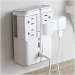 ECHOGEAR Outlet Splitter On-Wall Surge Protector & Installs On Existing Outlets to Protect Your Gear & Increase Outlet Capacity (4AC oulets & 2 USB Ports)