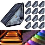 Solar Step Deck Lights Outdoor: CIYOYO 12 Pack Solar Step Light, Waterproof Warm White/7 RGB Color Glow Solar Fence Lights for Patio Stairs Post Pathway Porch Driveway Garden Decor