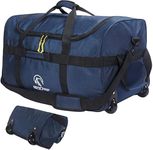 REDCAMP 85L Duffle Bag with Wheels, Large Foldable Travel Duffel Bag Luggage with Rollers (Navy Blue-85L)…