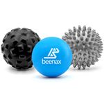 Beenax Massage Ball (Set of 3) - Trigger Point Therapy, Myofascial Release, Plantar Fasciitis, Deep Tissue, Pain Relief and Stiffness Reduction - Relieve Stress and Relax Tight Muscles