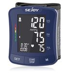 Sejoy Blood Pressure Machine Wrist, Blood Pressure Cuff Monitors, Bp Monitor Bp Cuff Automatic Wrist LCD Backlit Display, 120 Memories 5.3"-8.5" Adjustable Cuff, Storage Bag Batteries