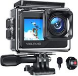 WOLFANG Action Camera 4K 20MP WiFi GA120, 40M Waterproof Underwater Camera for Snorkeling, 170° Wide Angle Dual Screen Vlogging Camera with EIS, External Microphone, Remote Control