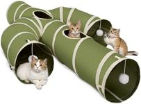 Ownpets Cat Tunnel Large 12 inch Diameter, Cactus-Shaped Cat Tunnel Toy, Sturdy Oxford Fabric Collapsible Cat Tunnels for Indoor Cats, Interactive Peek Hole Pet Tunnel Tube with Cat Wand Toy, Green